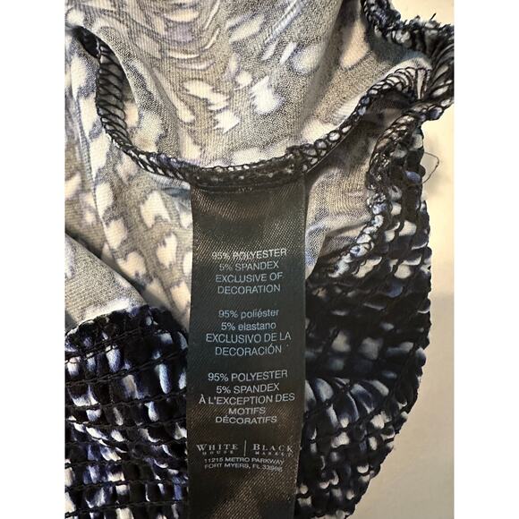 White House Black Market Size Small Blue Abstract V-Neck Ruched Bottom Tank Top - Picture 7 of 7